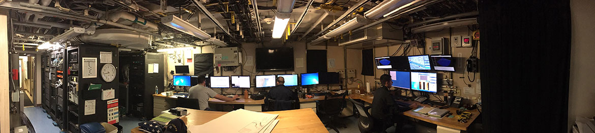 NOAA Scientists collecting and processing data on the NOAA Ship Ferdinand Hassler.