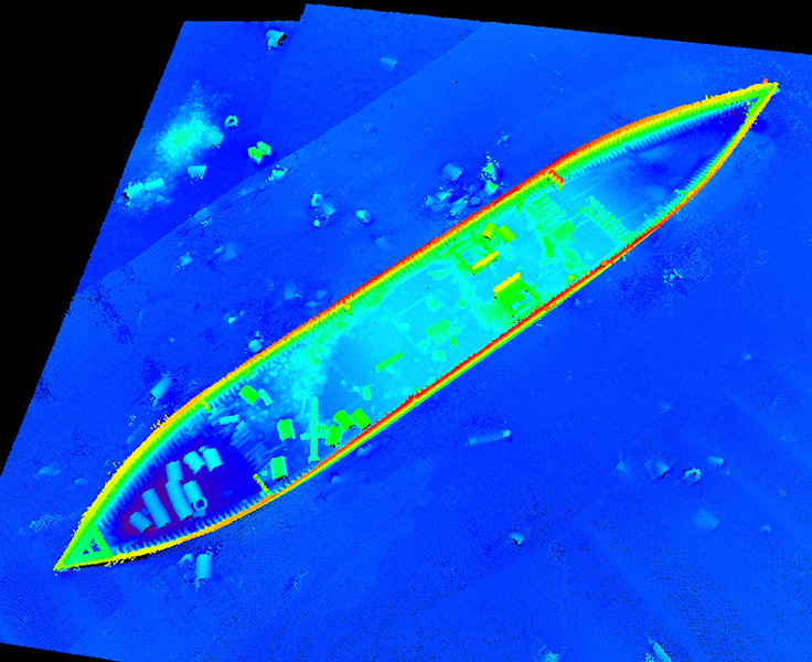 Image of survey data on underwater wreck found in the Gulf of Mexico.