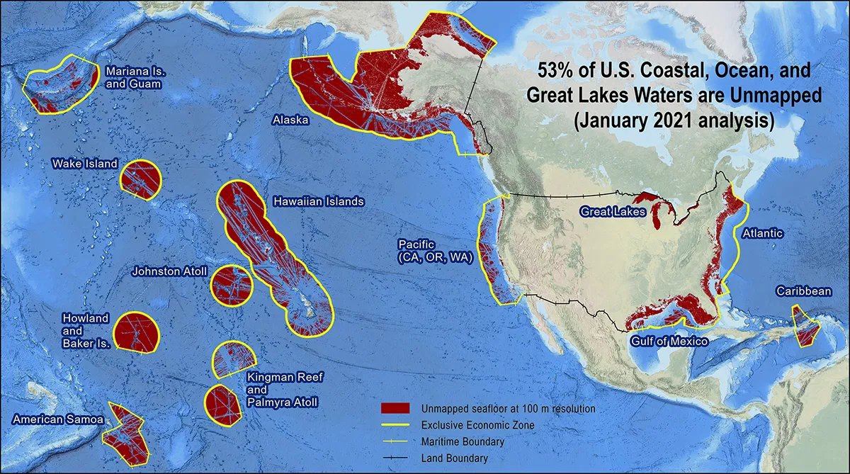 Global image of unmapped areas.