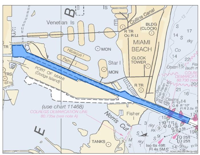 Location of Fisher Island Channel where the MIST team is surveying in response to Hurricane Irma.