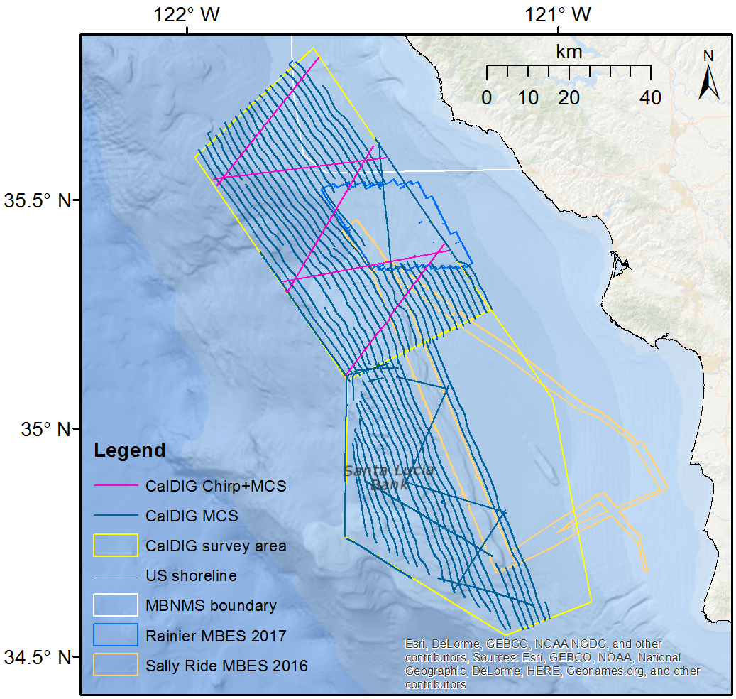 The survey area off of the California coast.