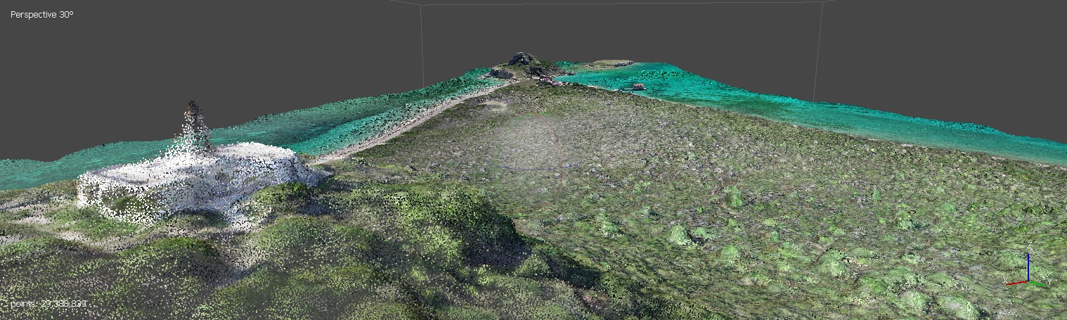 Isla Caja de Muertos lighthouse and view reconstructed using a SFM-generated dense point cloud.