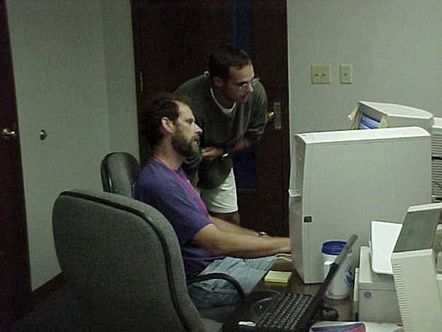 Hydrographic survey technicians at the unified command center
