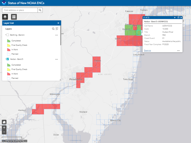 New Jersey and surrounding area displayed in the new web map service.
