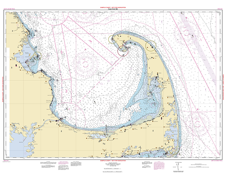 NOAA Custom Chart (1:80,000) of the Cape Cod, Massachusetts, region.